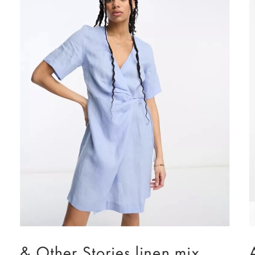 & other stories linen mix mini dress - size 34